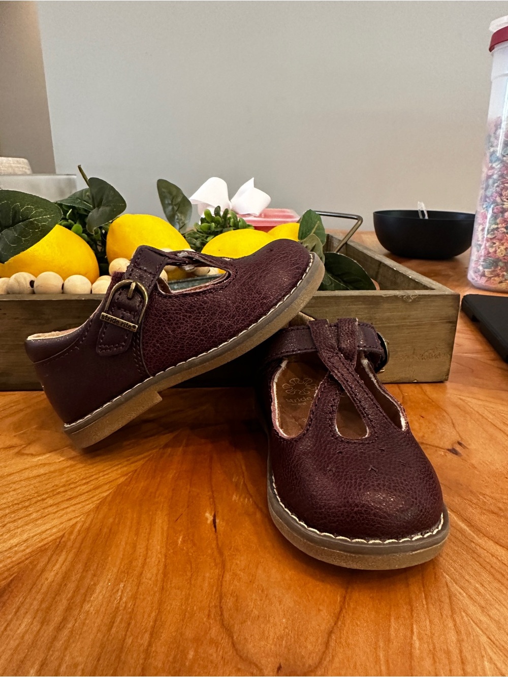 Stride Rite Girls Burgundy T-Strap Mary Jane Shoes